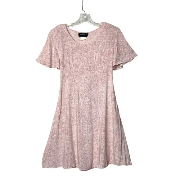 Molly Malloy Dresses | Vtg 90's Molly Malloy Pink Fit & Flare Dress Short Flutter Sleeves Womens Size M | Color: Pink/White | Size: M | Molly Malloy Dresses | Vtg 90's Molly Malloy Pink Fit & Flare Dress Short Flutter Sleeves Womens Size M | Color: Pink/White | Size: M |